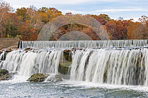 Overcast view of the fall color of Grand Falls