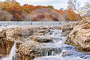 Overcast view of the fall color of Grand Falls