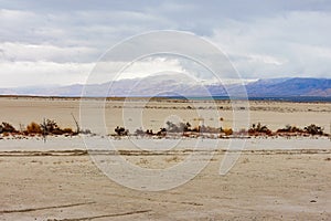 Overcast view of the Salt Flats of Guadalupe Mountains National Park