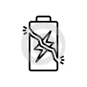 Black line icon for Overcharge, battery and charge photo