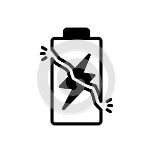 Black solid icon for Overcharge, battery and charge photo