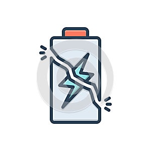 Color illustration icon for Overcharge, battery and charge photo