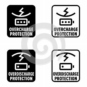 Overcharge and Overdischarge vector information sign photo