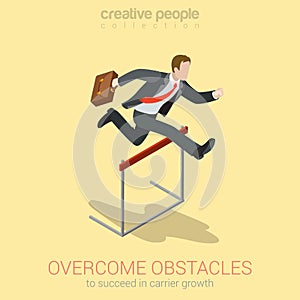 Overcome obstacle crisis concept flat 3d web isometric