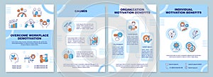 Overcome workplace demotivation blue brochure template