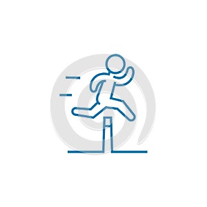 Overcoming difficulties linear icon concept. Overcoming difficulties line vector sign, symbol, illustration.