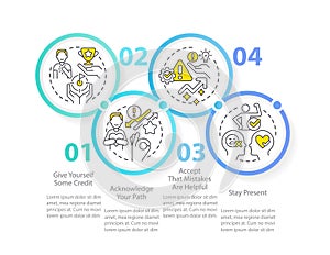 Overcoming impostor phenomenon tips circle infographic template