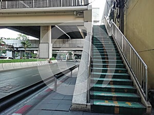 Overcrossing way, Low Angle View of Stairway to the Overpass Flyover