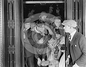 Overcrowded elevator