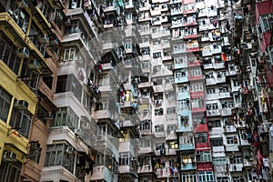 Overcrowded residential building in Hong Kong