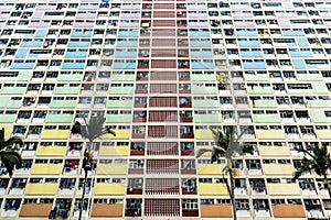 Overcrowded residential building in Hong Kong