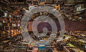 Overcrowded residential building in Hong Kong