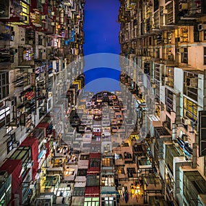 Overcrowded residential building in Hong Kong