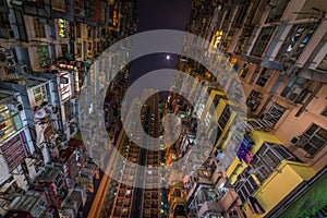 Overcrowded residential building in Hong Kong