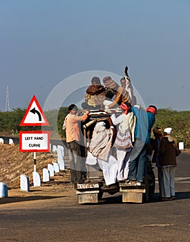 Overcrowded rural transit in India