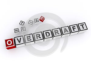 overdraft word block on white