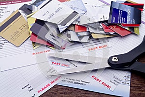 Overdue Bills, Scissors, & Cut Up Credit Cards