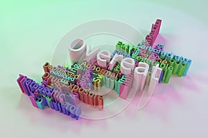 Overeat, health, lifestyle keyword words cloud. For graphic design, texture or background. 3D rendering.