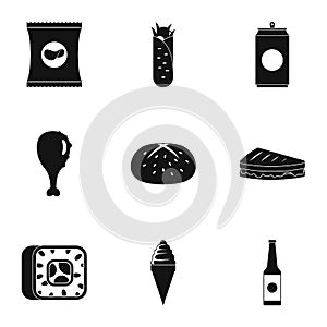 Overeat icons set, simple style