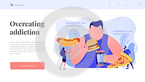 Overeating addiction concept landing page.