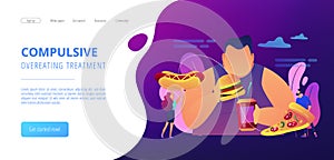 Overeating addiction concept landing page.