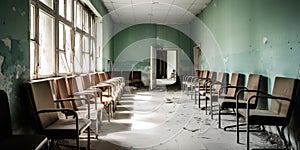 An overfilled hospital waiting room, highlighting the challenges faced by underfunded healthcare systems, concept of