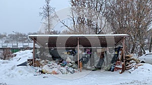 An overfilled scrapyard for trash. ecology like problem of modern Russia