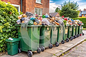 Overfilled Trash of Large Wheelie Bins photo