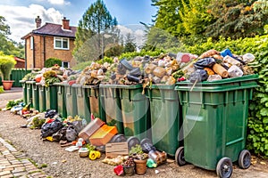 Overfilled Trash of Large Wheelie Bins photo