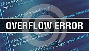 Overflow error concept illustration using code for developing programs and app. Overflow error website code with colorful tags in