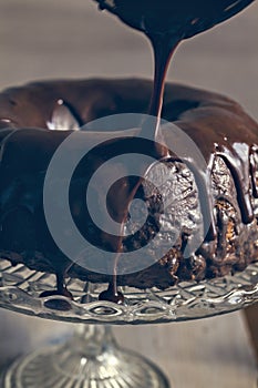 Overflowing Bundt Cake With Chocolate Dressing