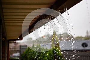 Overflowing house gutters in winter in adelaide south australia