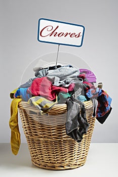 Overflowing laundry basket