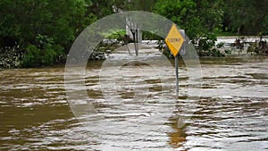 Overflowing river after a cyclone