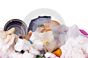 Overflowing Rubbish Bin Isolated