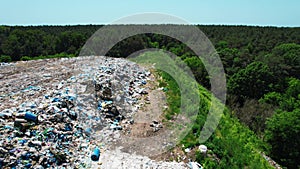 Overfull container with constructions debris. Abandoned waste deposit. Environmental pollution problem. 4k stock footage