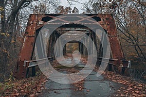 Overgrown Abandoned city road bridge. Generate Ai
