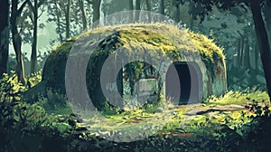Overgrown Forest Bunker Hidden Deep Within Woods