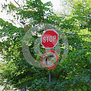 Overgrown stop sign