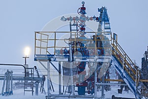 Overhaul of gas wells, coiled tubing installation, Gas-hole prevented spotter. Oil, gas industry. Gas well of high pressure,