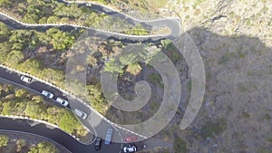 Overhead aeria view of beautiful road through the mountains