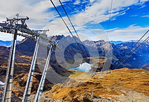 Overhead cable car on Mt. Titlis in Switzerland