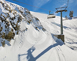 Overhead cable car on Mt. Titlis in Switzerland