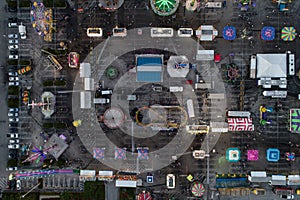 Overhead drone image of a carnival