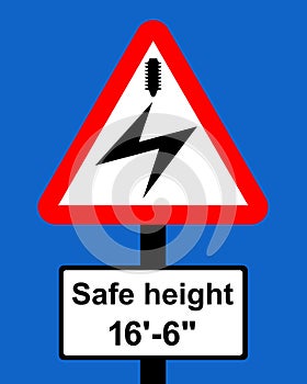 Overhead electric cable indicates maximum height of vehicles whi