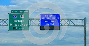 Overhead Information Signs Wisconsin Welcome Center