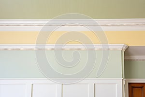 overhead interior shot of georgian crown molding with dentil texture