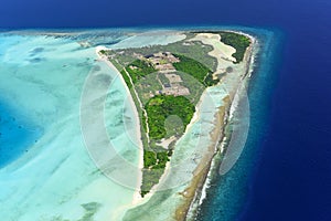 Overhead of Palm Beach Resort, Maldives Island