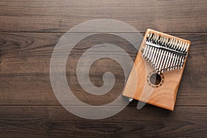 Overhead photo of mbira instrument with copy space