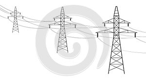 Overhead power line. Flat vector illustration isolated on white